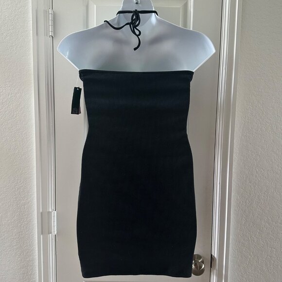 Wild Fable Black Halter Neck Convertible Dress L Cotton/Polyester/Spandex Mix - Picture 2 of 7